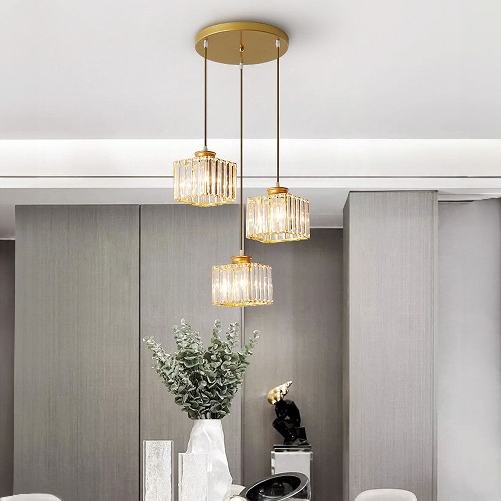 GlanzInsel: Lampadario in cristallo di design 3 fiamme – elegante e luminoso per cucina e zona pranzo