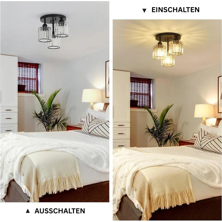 GlanzKristall: Plafoniera in cristallo semi-piatta moderna – design lussuoso per camere da letto e sale da pranzo