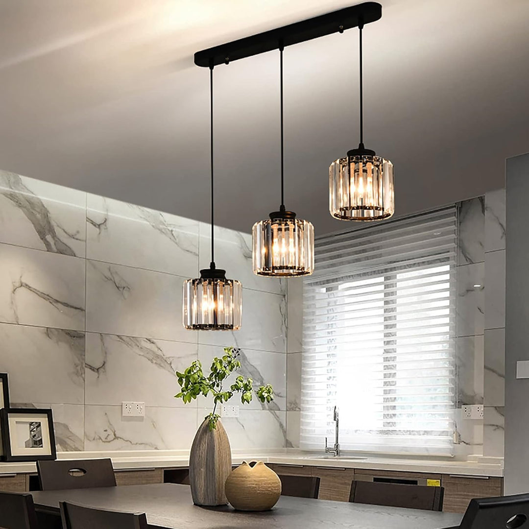 GlanzKüche: Lampada a sospensione in vetro nero moderna – decorativa ed energeticamente efficiente per isole cucina e aree pranzo