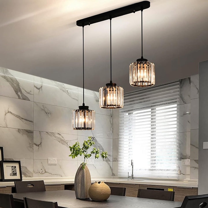 GlanzKüche: Lampada a sospensione in vetro nero moderna – decorativa ed energeticamente efficiente per isole cucina e aree pranzo