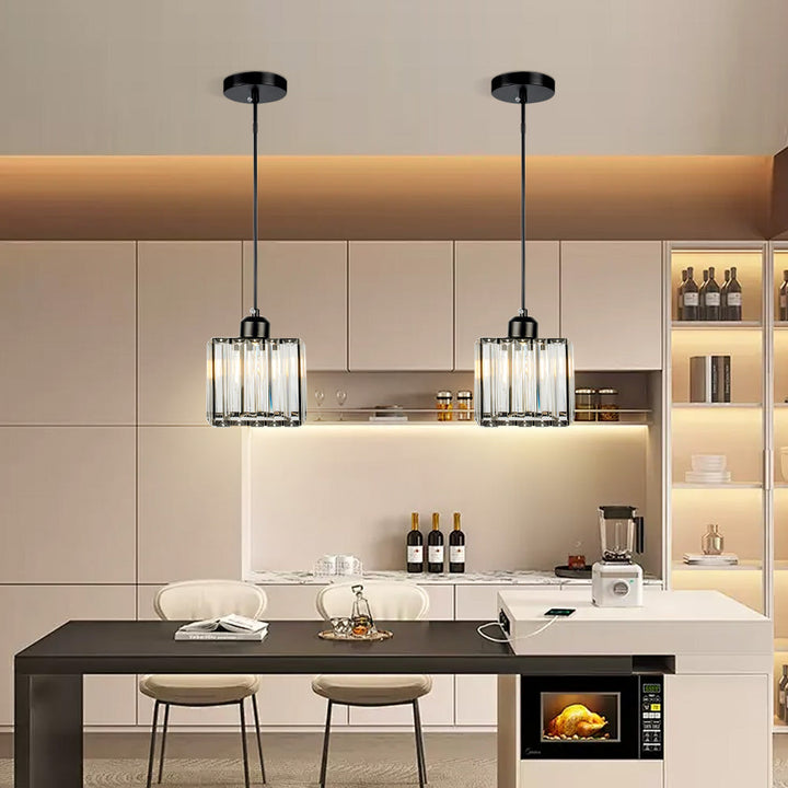 GlanzKüche: Lampada a sospensione in vetro nero moderna – decorativa ed energeticamente efficiente per isole cucina e aree pranzo