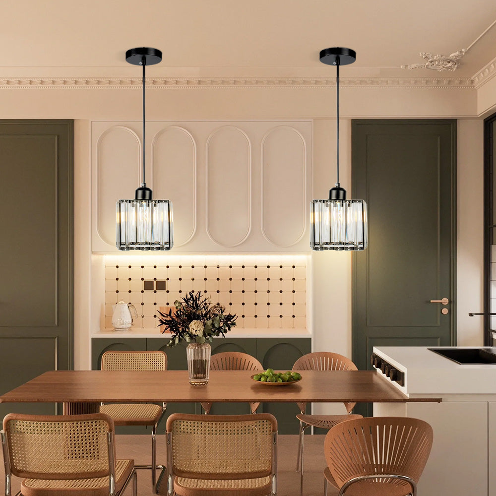 GlanzKüche: Lampada a sospensione in vetro nero moderna – decorativa ed energeticamente efficiente per isole cucina e aree pranzo