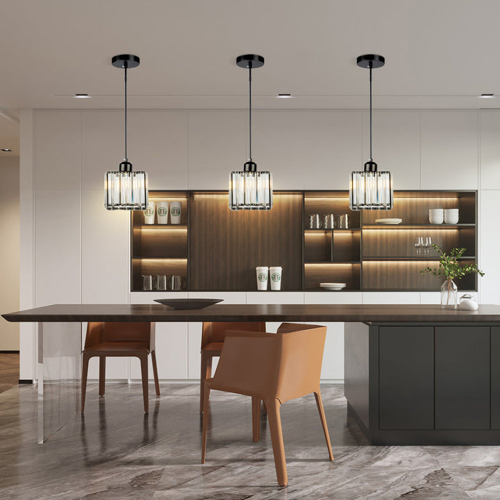 GlanzKüche: Lampada a sospensione in vetro nero moderna – decorativa ed energeticamente efficiente per isole cucina e aree pranzo