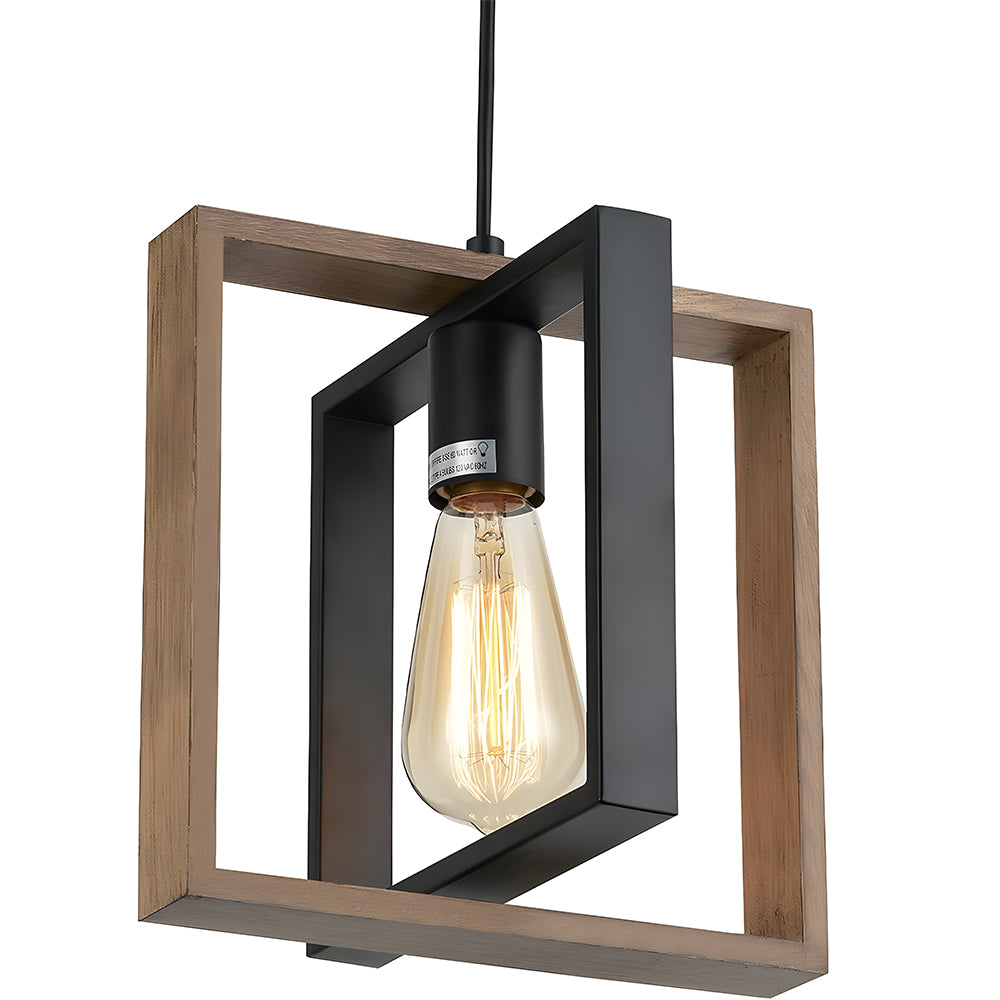 GlanzLandhaus: Lampada a sospensione nera in legno moderna – decorativa e funzionale per sala da pranzo e soggiorno