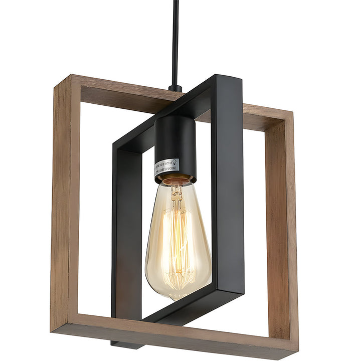 GlanzLandhaus: Lampada a sospensione nera in legno moderna – decorativa e funzionale per sala da pranzo e soggiorno