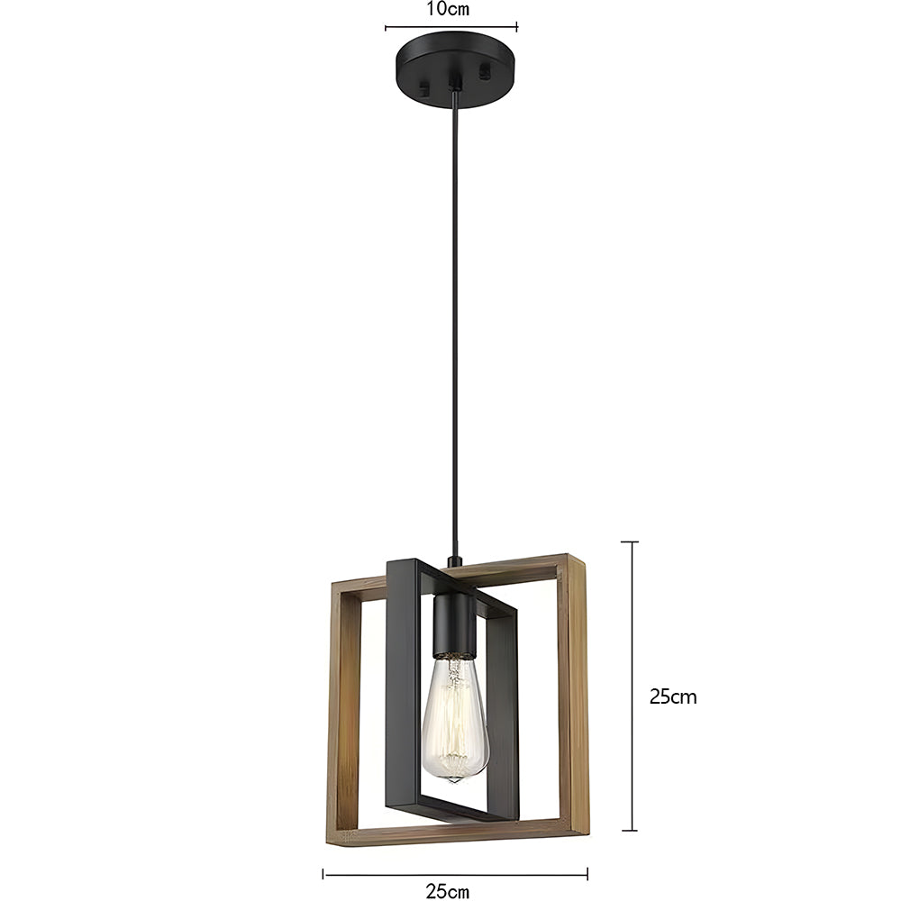 GlanzLandhaus: Lampada a sospensione nera in legno moderna – decorativa e funzionale per sala da pranzo e soggiorno