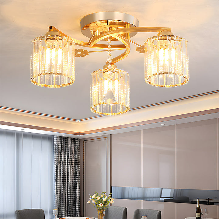 GlanzPrisma: Lampada da soffitto in cristallo semi-incassata moderna – elegante e luminosa per aree soggiorno e pranzo