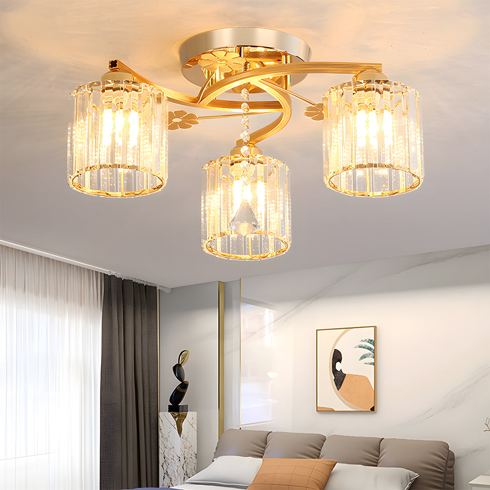 GlanzPrisma: Lampada da soffitto in cristallo semi-incassata moderna – elegante e luminosa per aree soggiorno e pranzo