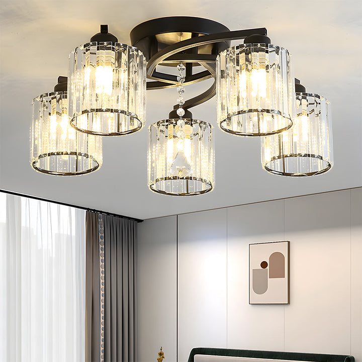 GlanzPrisma: Lampada da soffitto in cristallo semi-incassata moderna – elegante e luminosa per aree soggiorno e pranzo