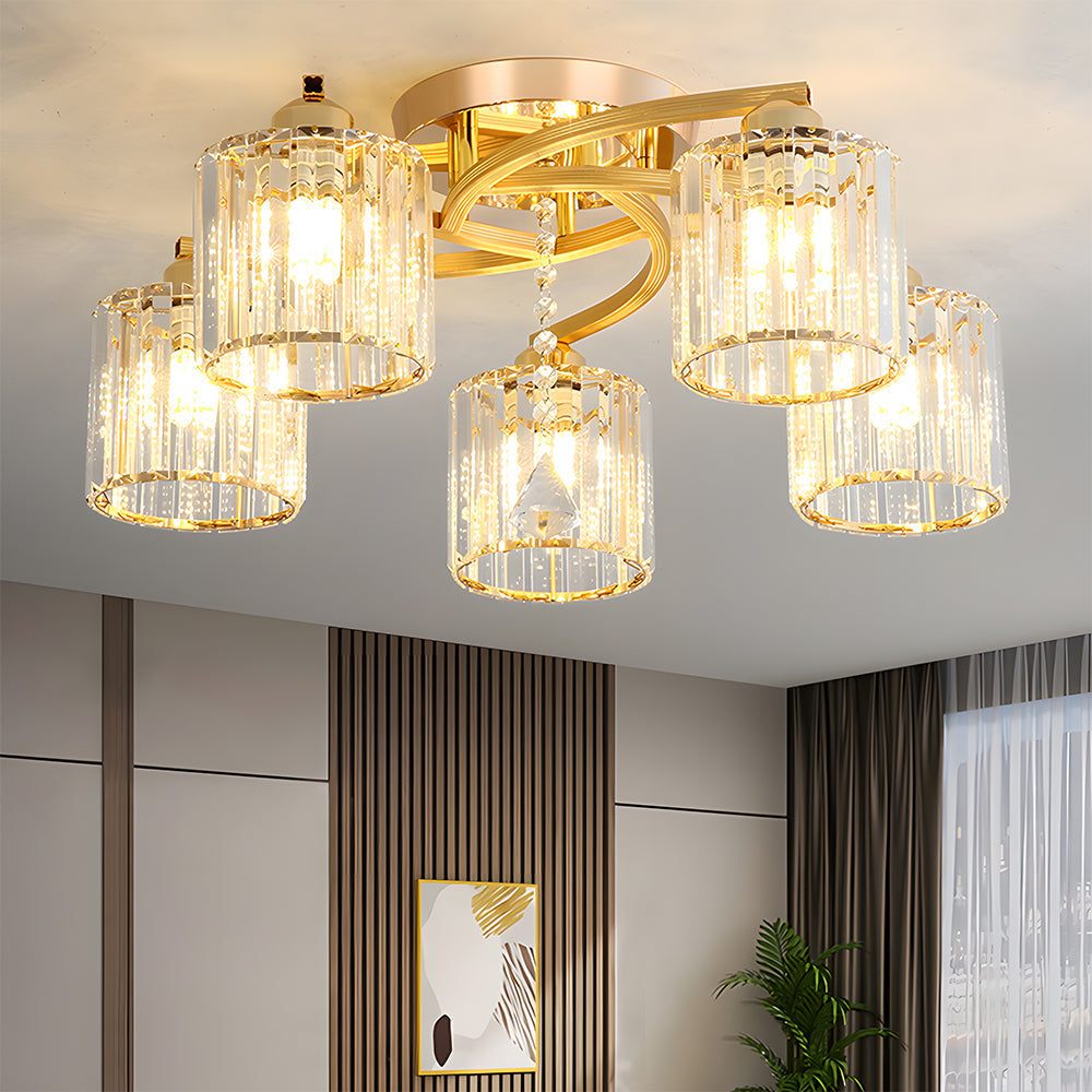 GlanzPrisma: Lampada da soffitto in cristallo semi-incassata moderna – elegante e luminosa per aree soggiorno e pranzo
