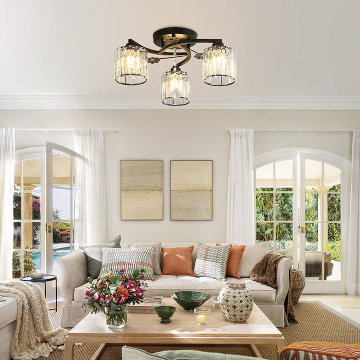 GlanzPrisma: Lampada da soffitto in cristallo semi-incassata moderna – elegante e luminosa per aree soggiorno e pranzo