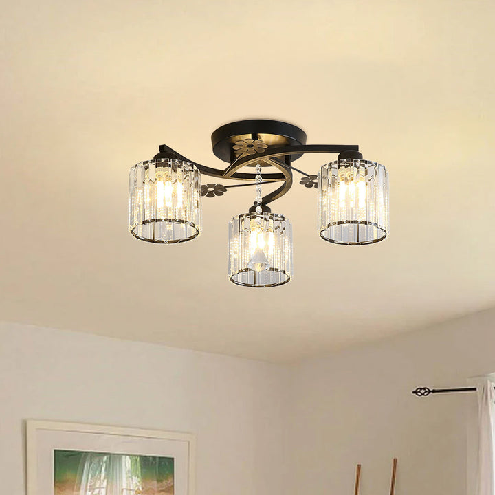 GlanzPrisma: Lampada da soffitto in cristallo semi-incassata moderna – elegante e luminosa per aree soggiorno e pranzo