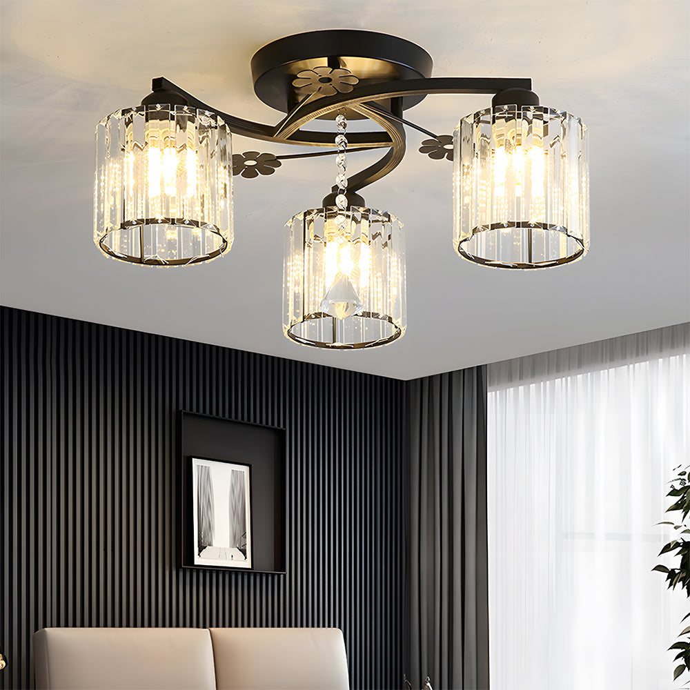 GlanzPrisma: Lampada da soffitto in cristallo semi-incassata moderna – elegante e luminosa per aree soggiorno e pranzo