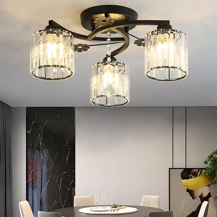 GlanzPrisma: Lampada da soffitto in cristallo semi-incassata moderna – elegante e luminosa per aree soggiorno e pranzo