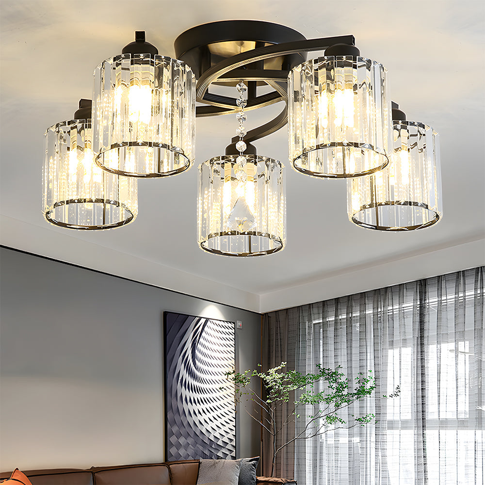 GlanzPrisma: Lampada da soffitto in cristallo semi-incassata moderna – elegante e luminosa per aree soggiorno e pranzo