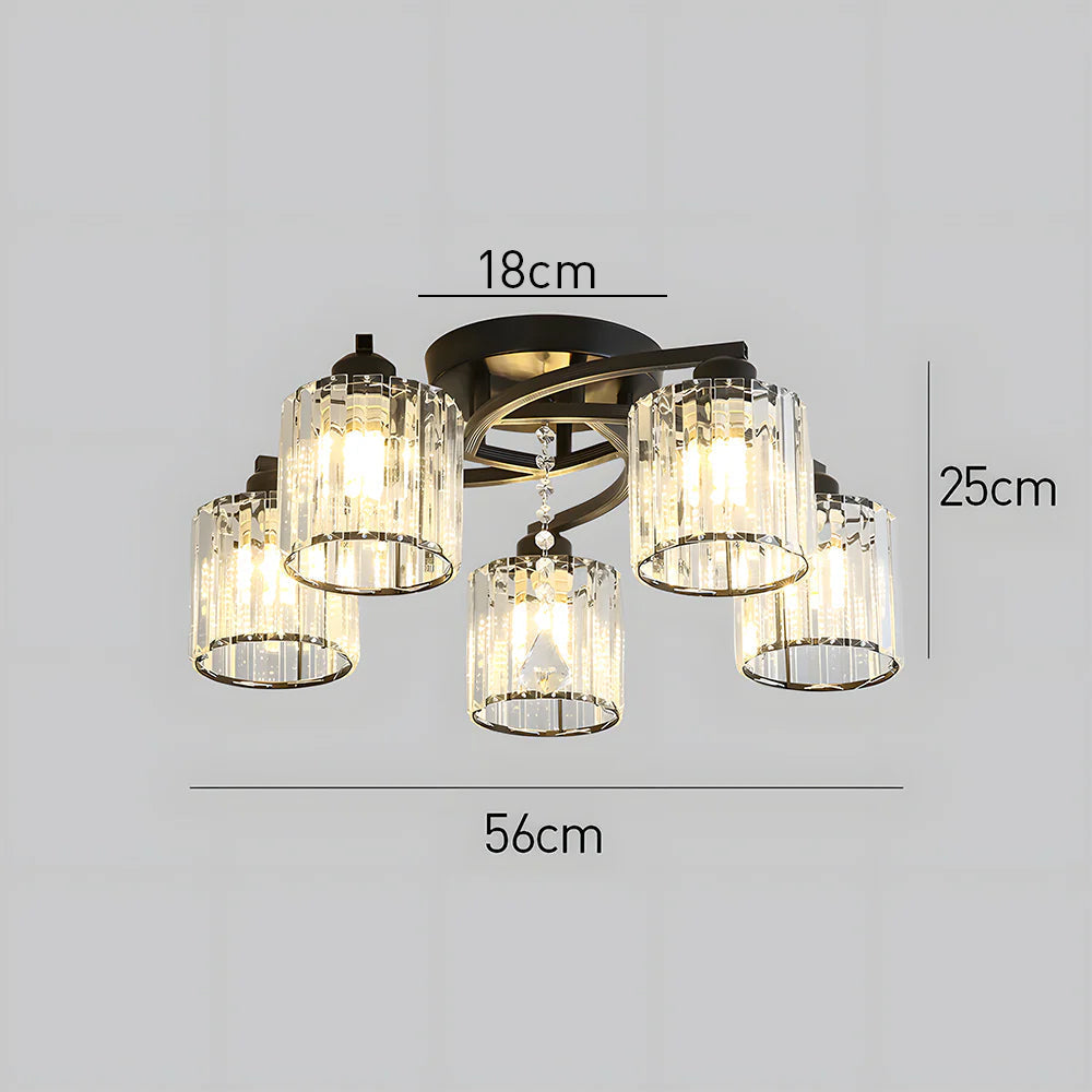 GlanzPrisma: Lampada da soffitto in cristallo semi-incassata moderna – elegante e luminosa per aree soggiorno e pranzo