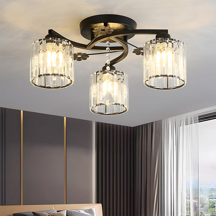 GlanzPrisma: Lampada da soffitto in cristallo semi-incassata moderna – elegante e luminosa per aree soggiorno e pranzo