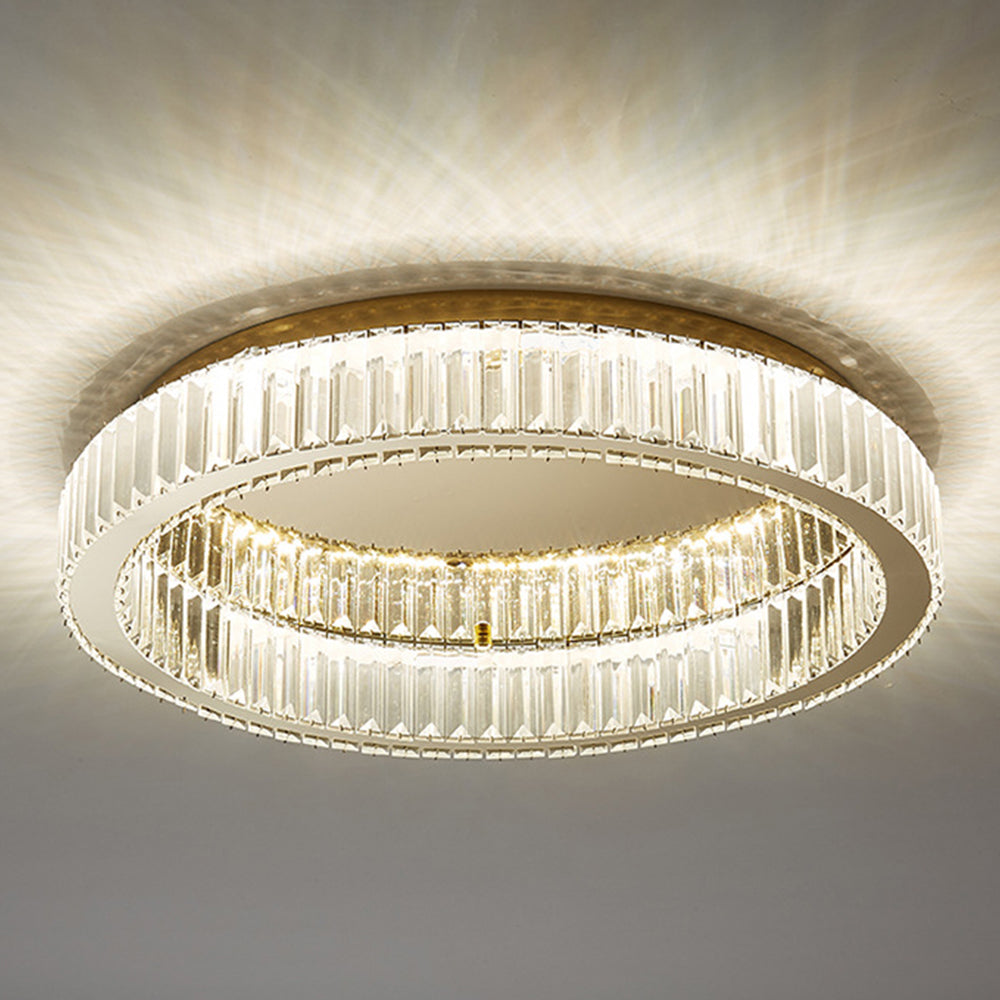 GlanzRund: Lampada da soffitto a cristallo rotonda color oro – elegante e luminosa per camere da letto e aree living