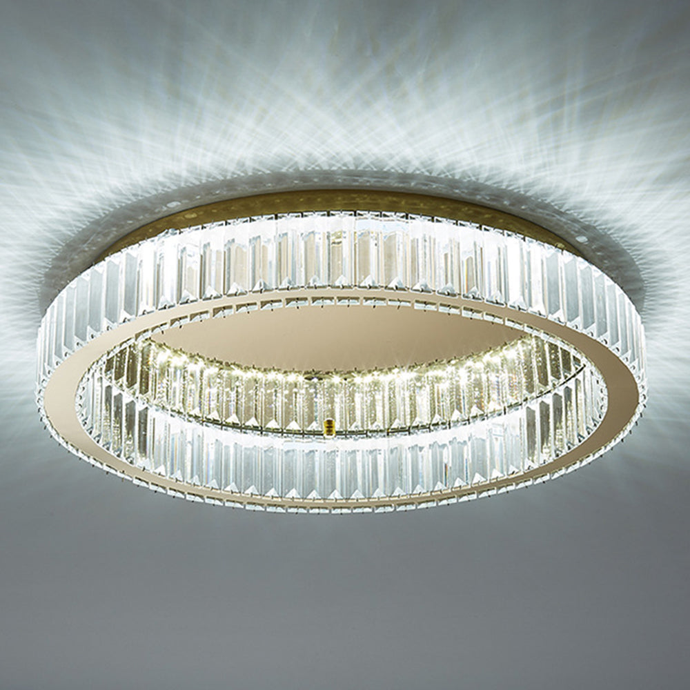 GlanzRund: Lampada da soffitto a cristallo rotonda color oro – elegante e luminosa per camere da letto e aree living