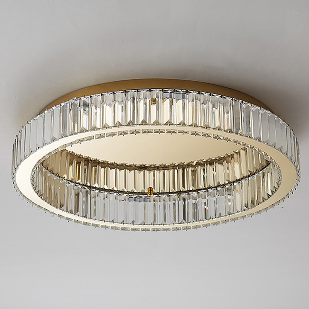 GlanzRund: Lampada da soffitto a cristallo rotonda color oro – elegante e luminosa per camere da letto e aree living