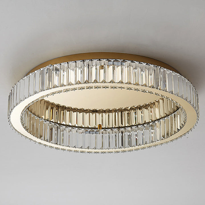 GlanzRund: Lampada da soffitto a cristallo rotonda color oro – elegante e luminosa per camere da letto e aree living