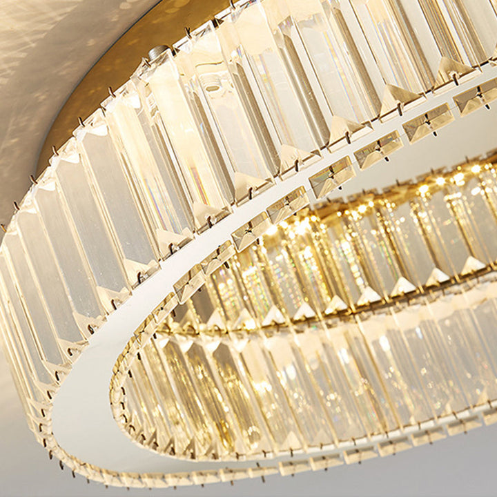 GlanzRund: Lampada da soffitto a cristallo rotonda color oro – elegante e luminosa per camere da letto e aree living