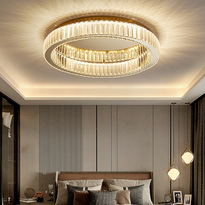 GlanzRund: Lampada da soffitto a cristallo rotonda color oro – elegante e luminosa per camere da letto e aree living
