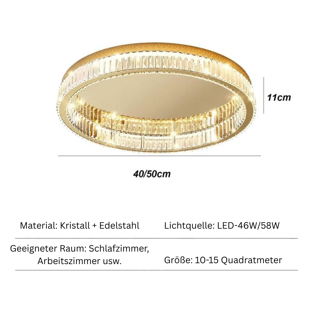 GlanzRund: Lampada da soffitto a cristallo rotonda color oro – elegante e luminosa per camere da letto e aree living