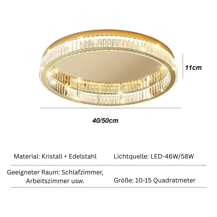 GlanzRund: Lampada da soffitto a cristallo rotonda color oro – elegante e luminosa per camere da letto e aree living