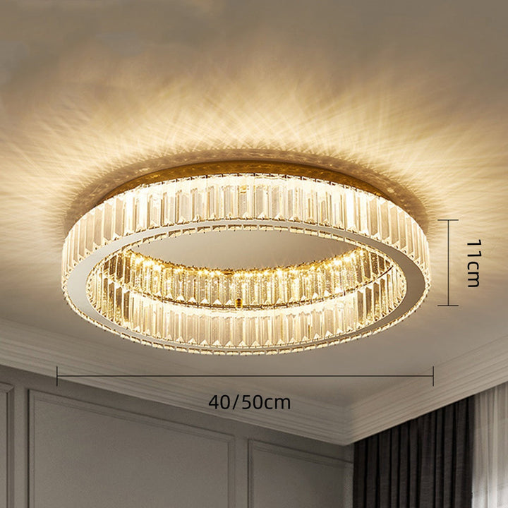 GlanzRund: Lampada da soffitto a cristallo rotonda color oro – elegante e luminosa per camere da letto e aree living