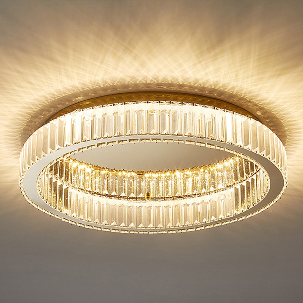 GlanzRund: Lampada da soffitto a cristallo rotonda color oro – elegante e luminosa per camere da letto e aree living