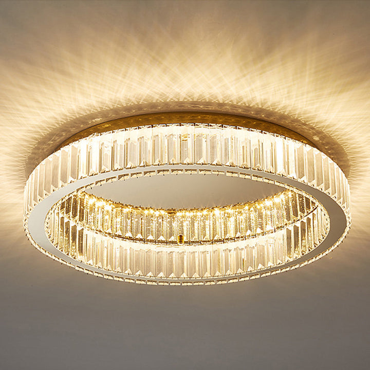 GlanzRund: Lampada da soffitto a cristallo rotonda color oro – elegante e luminosa per camere da letto e aree living