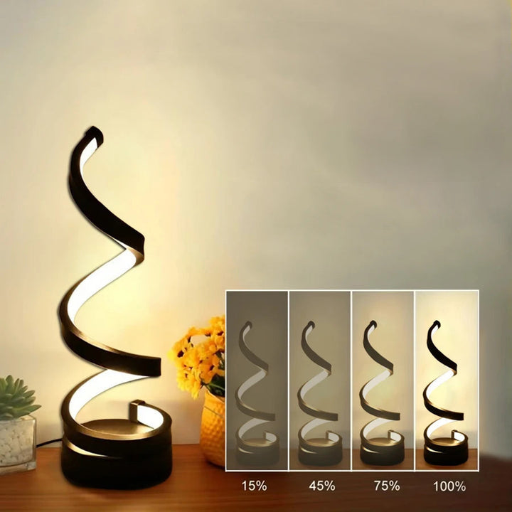 GlanzWelle: Lampada da Tavolo LED Moderna a Spirale – Dimmerabile tramite USB
