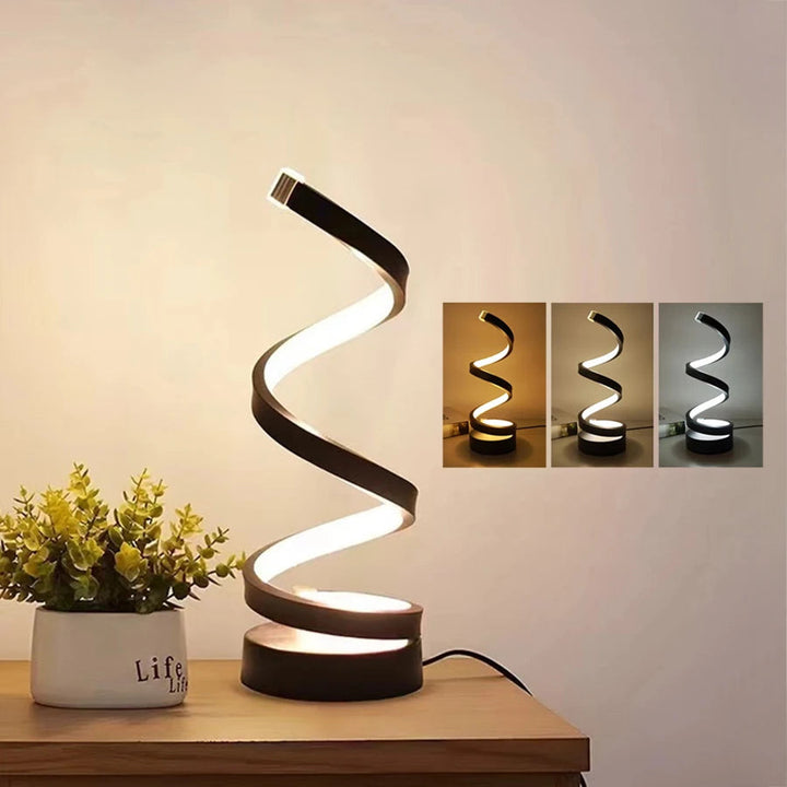 GlanzWelle: Lampada da Tavolo LED Moderna a Spirale – Dimmerabile tramite USB