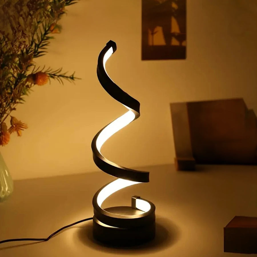 GlanzWelle: Lampada da Tavolo LED Moderna a Spirale – Dimmerabile tramite USB