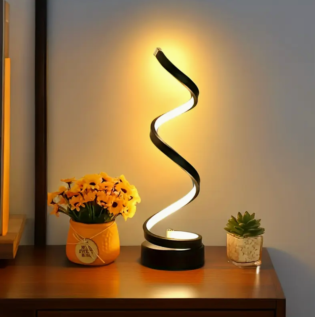 GlanzWelle: Lampada da Tavolo LED Moderna a Spirale – Dimmerabile tramite USB