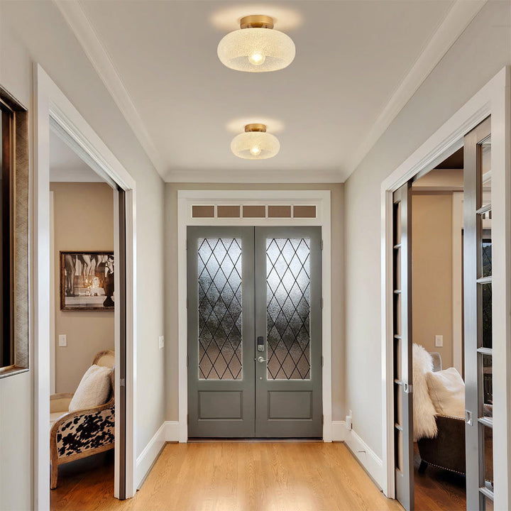 GlanzWohn: Lampada da soffitto in vetro rotonda moderna – elegante ed efficiente dal punto di vista energetico per soggiorno e corridoio