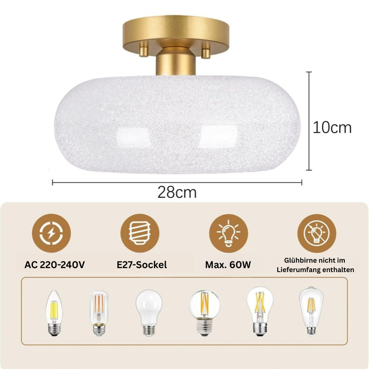 GlanzWohn: Lampada da soffitto in vetro rotonda moderna – elegante ed efficiente dal punto di vista energetico per soggiorno e corridoio