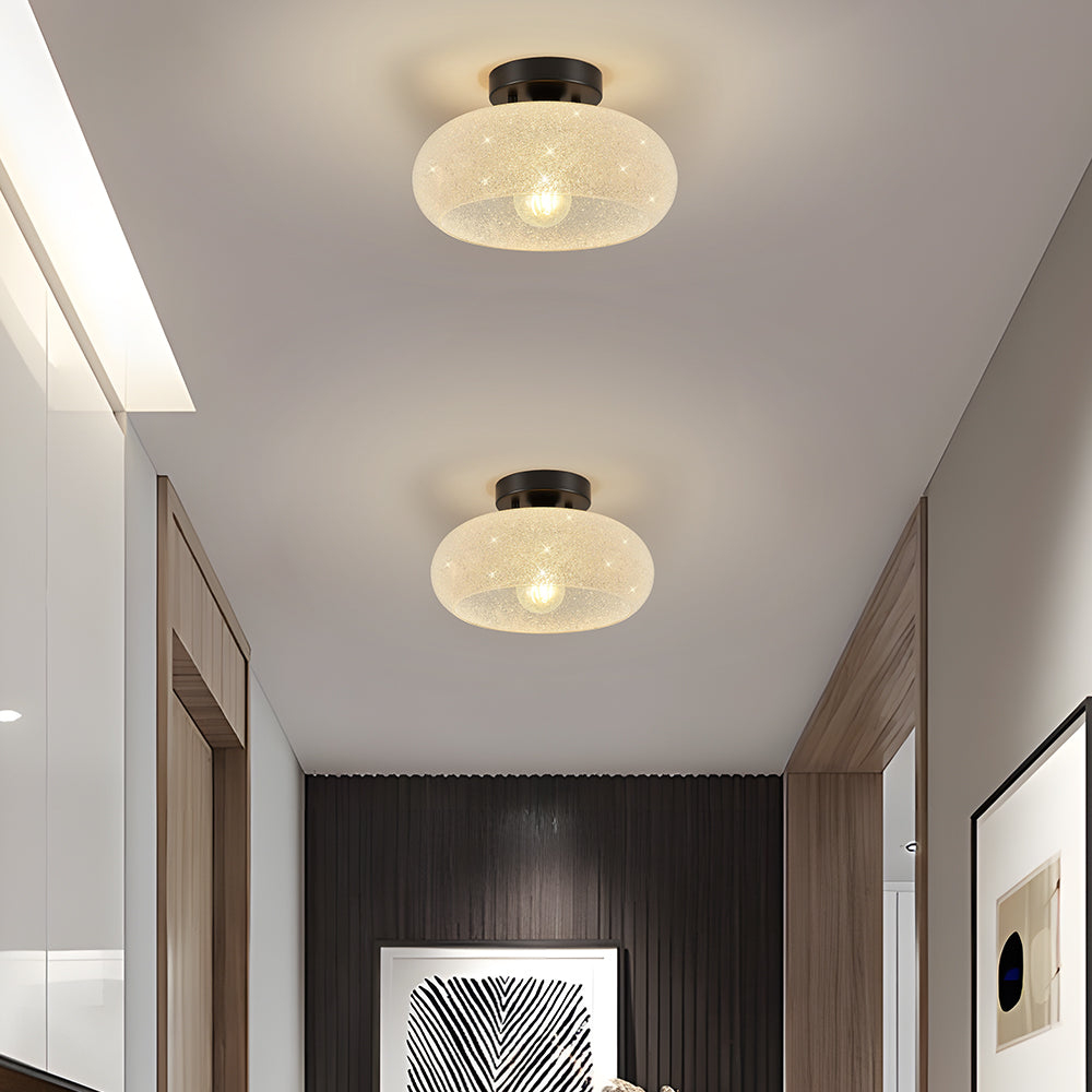GlanzWohn: Lampada da soffitto in vetro rotonda moderna – elegante ed efficiente dal punto di vista energetico per soggiorno e corridoio