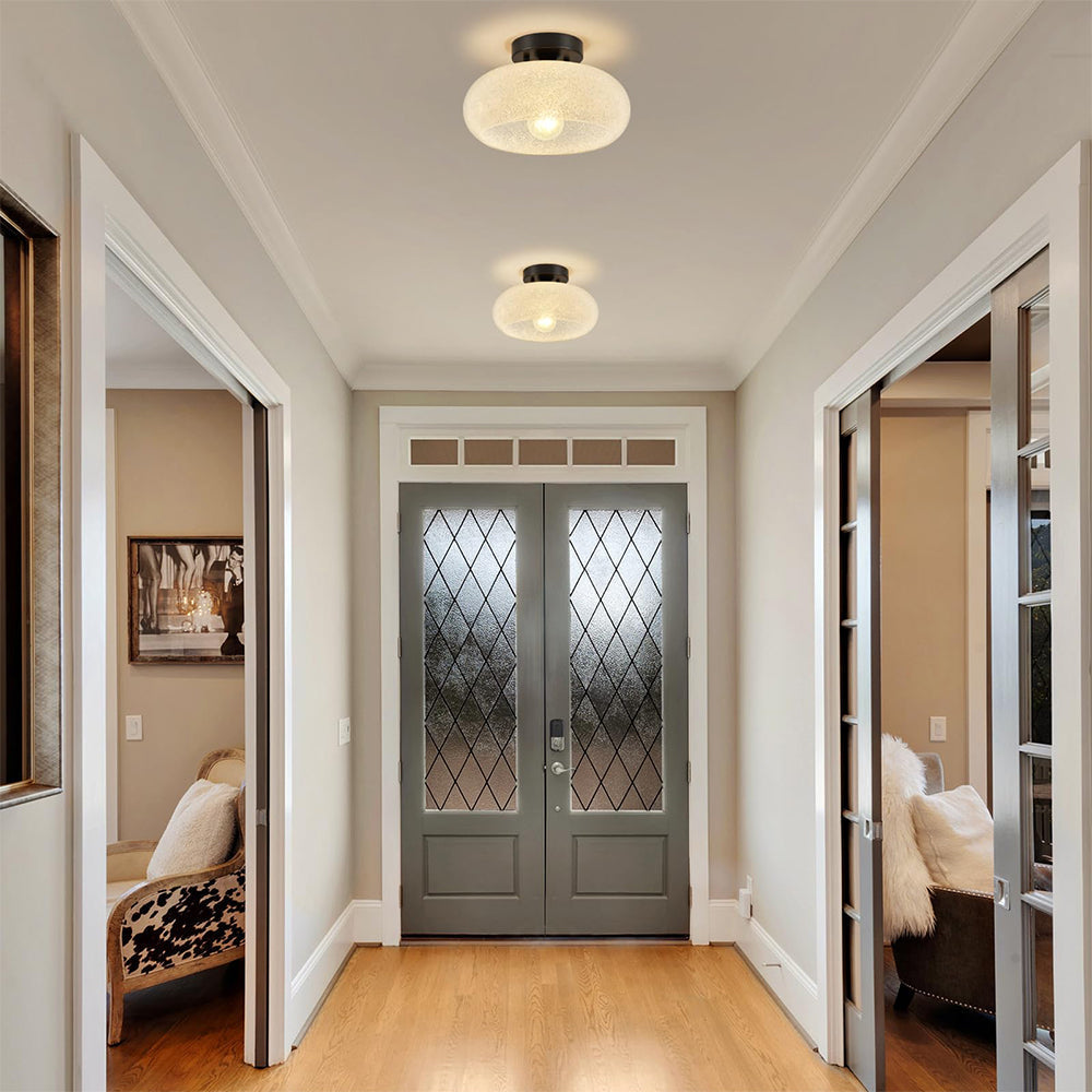 GlanzWohn: Lampada da soffitto in vetro rotonda moderna – elegante ed efficiente dal punto di vista energetico per soggiorno e corridoio