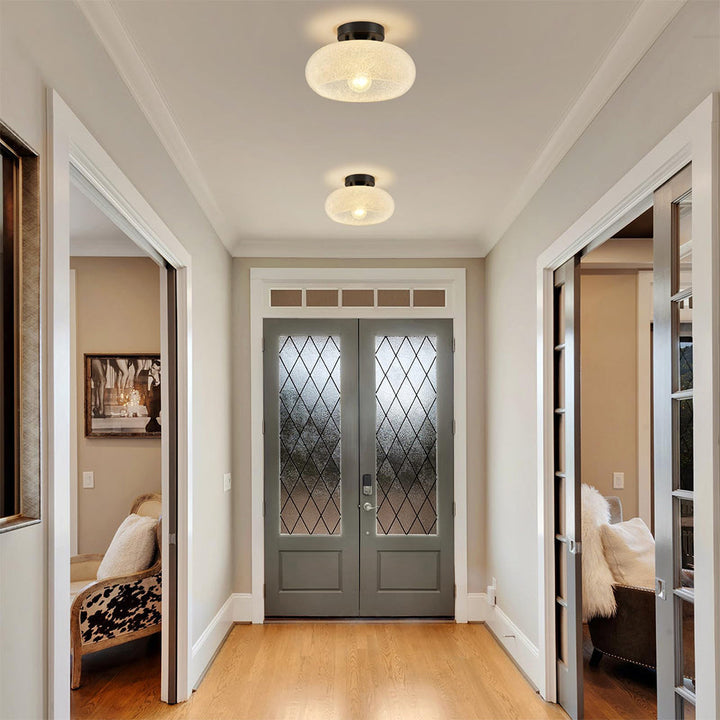 GlanzWohn: Lampada da soffitto in vetro rotonda moderna – elegante ed efficiente dal punto di vista energetico per soggiorno e corridoio
