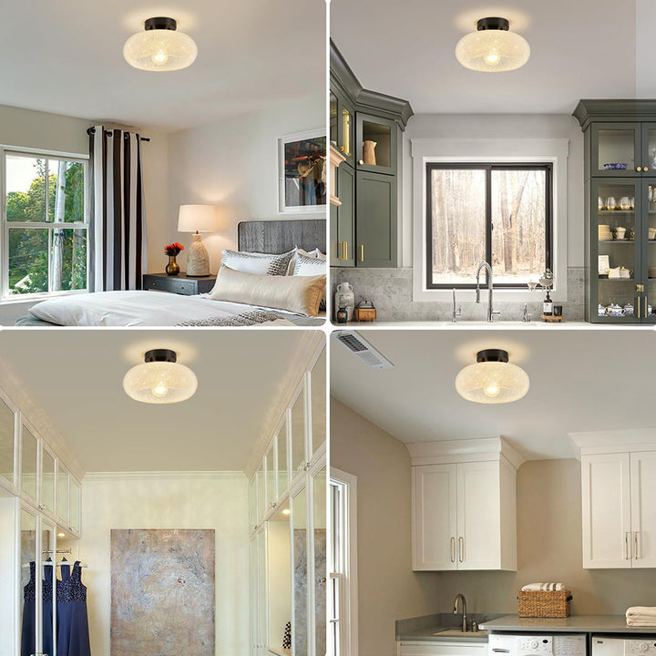 GlanzWohn: Lampada da soffitto in vetro rotonda moderna – elegante ed efficiente dal punto di vista energetico per soggiorno e corridoio