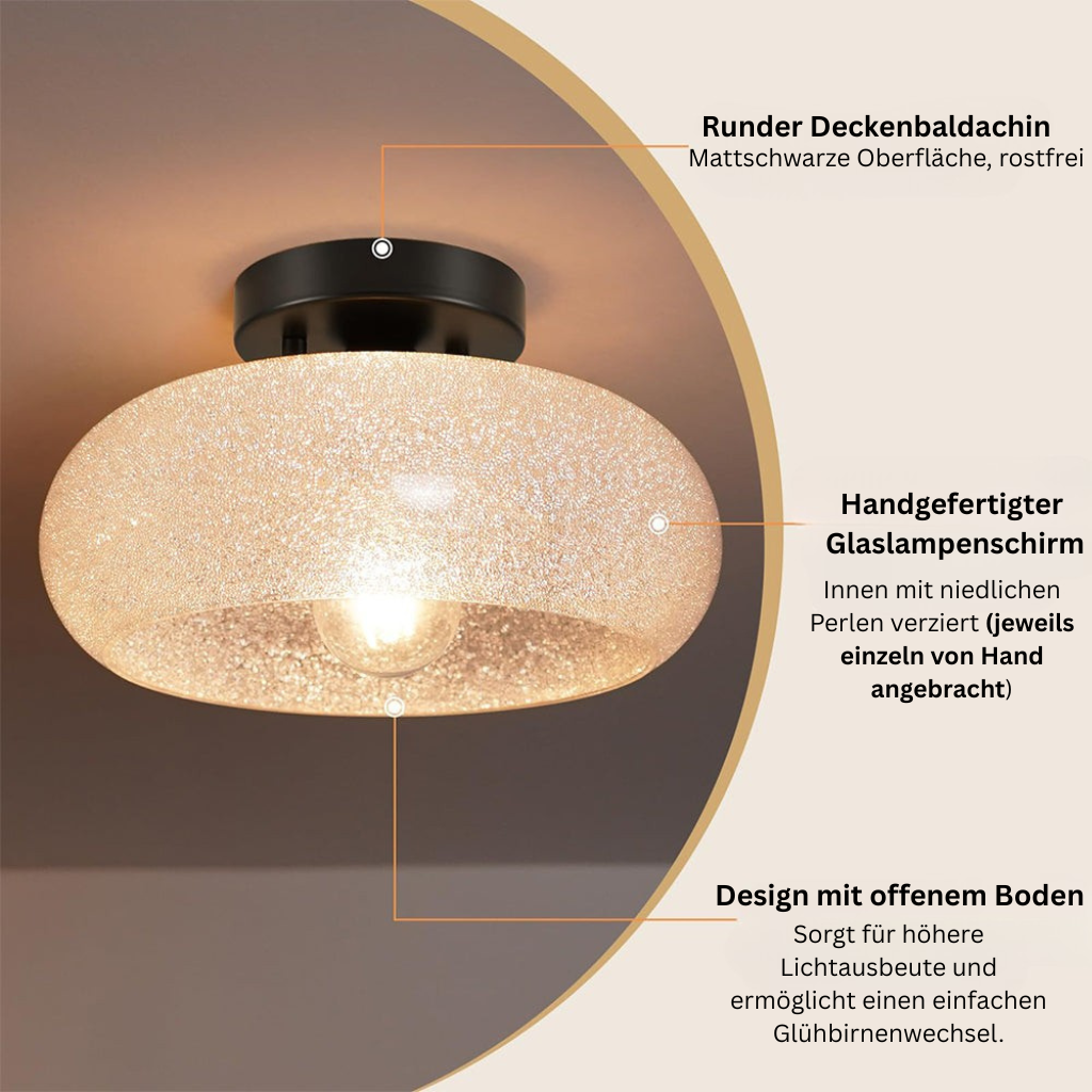 GlanzWohn: Lampada da soffitto in vetro rotonda moderna – elegante ed efficiente dal punto di vista energetico per soggiorno e corridoio