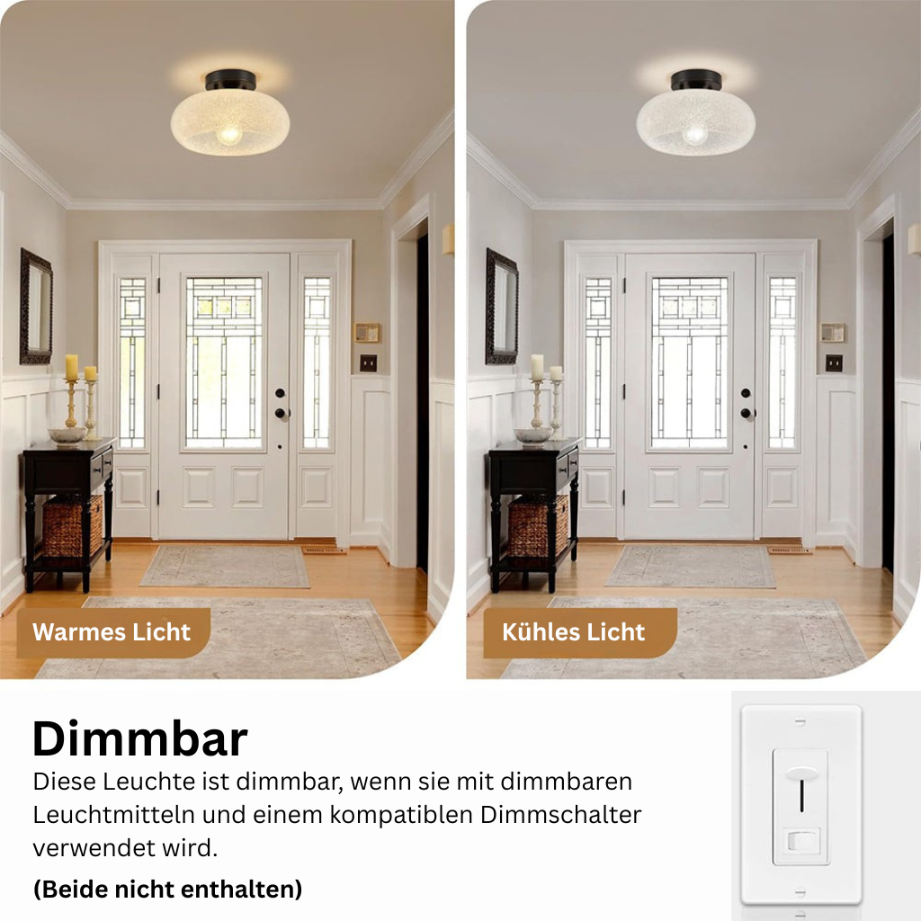 GlanzWohn: Lampada da soffitto in vetro rotonda moderna – elegante ed efficiente dal punto di vista energetico per soggiorno e corridoio