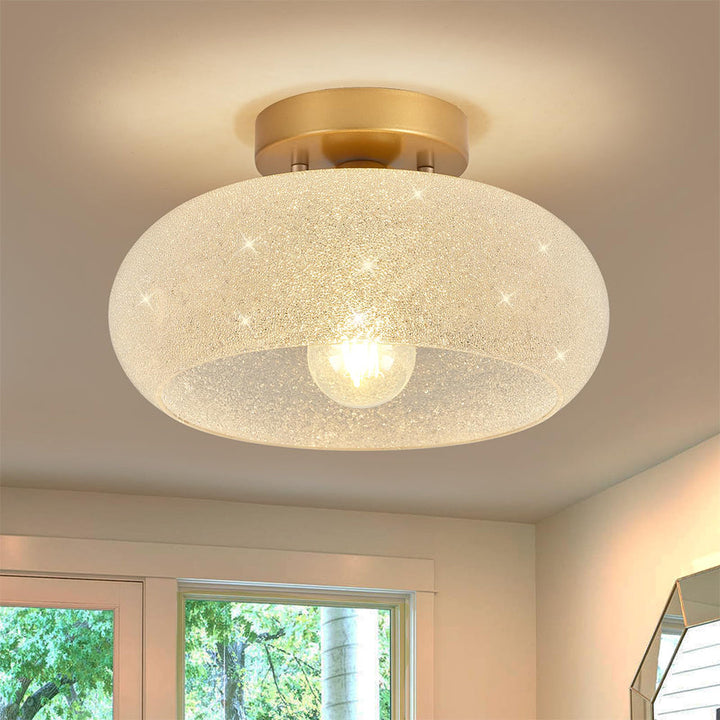 GlanzWohn: Lampada da soffitto in vetro rotonda moderna – elegante ed efficiente dal punto di vista energetico per soggiorno e corridoio
