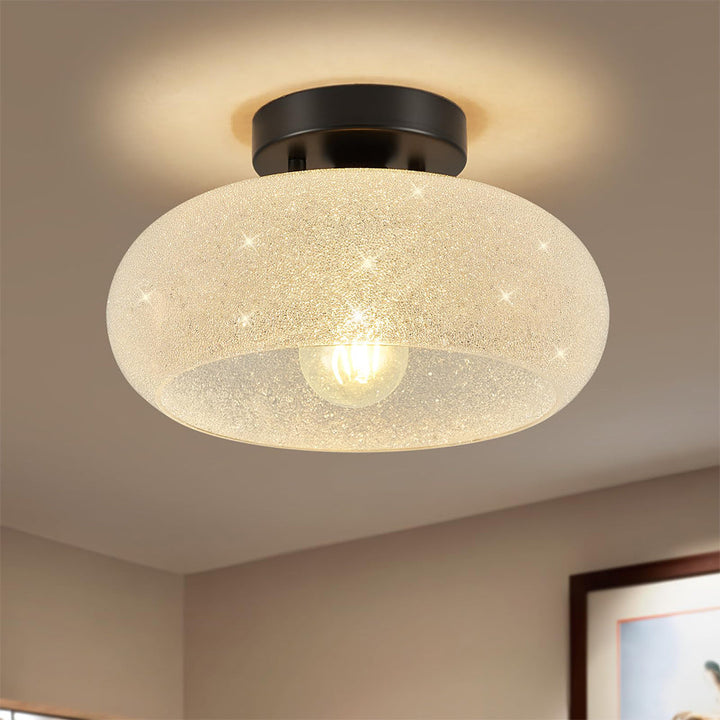 GlanzWohn: Lampada da soffitto in vetro rotonda moderna – elegante ed efficiente dal punto di vista energetico per soggiorno e corridoio