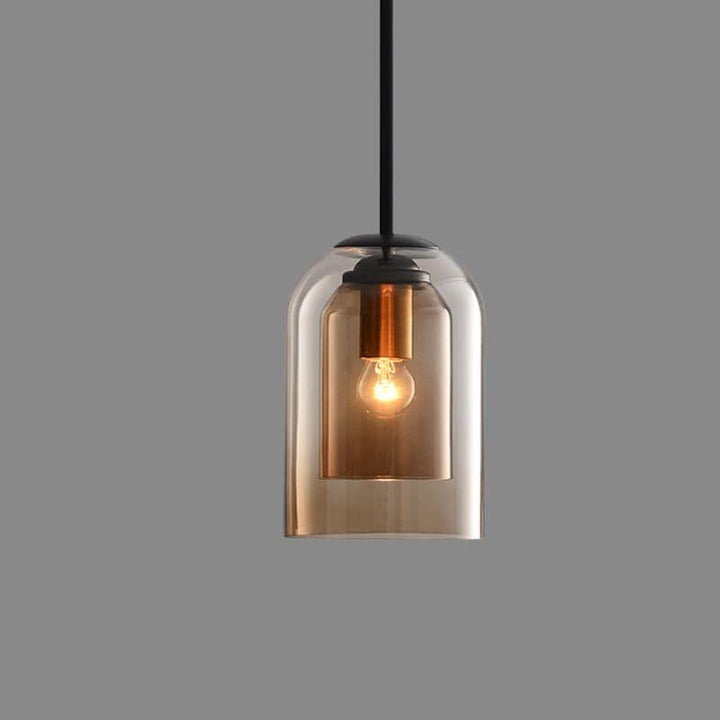 GlasLume: Lampadario Mid-Century con doppio vetro – Lampada da sospensione di design per sala da pranzo e soggiorno