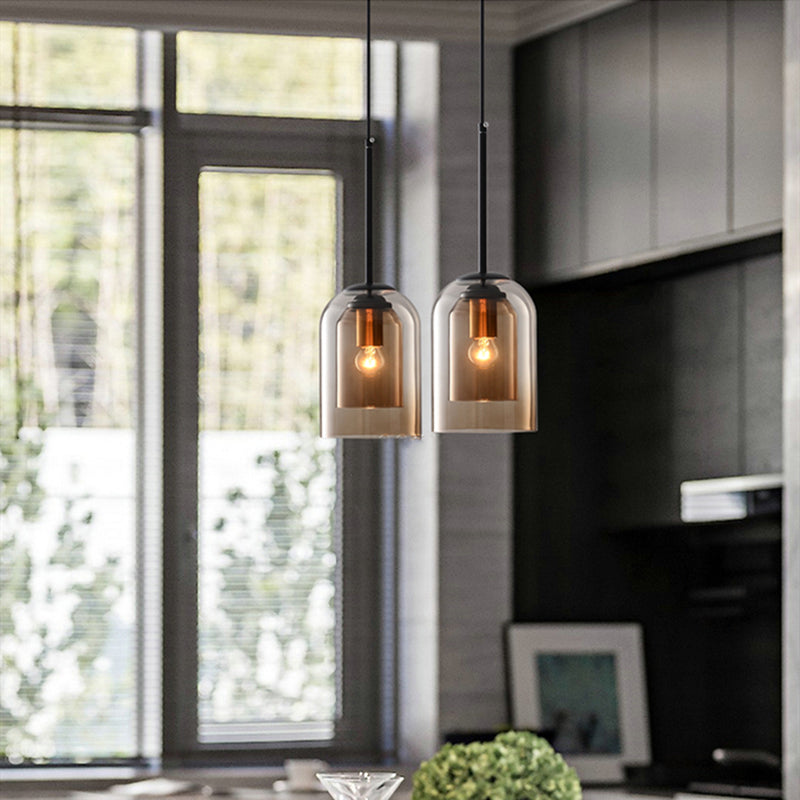 GlasLume: Lampadario Mid-Century con doppio vetro – Lampada da sospensione di design per sala da pranzo e soggiorno