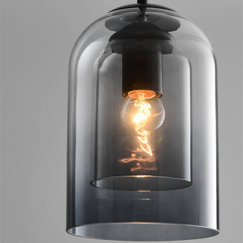 GlasLume: Lampadario Mid-Century con doppio vetro – Lampada da sospensione di design per sala da pranzo e soggiorno