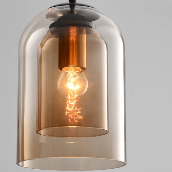 GlasLume: Lampadario Mid-Century con doppio vetro – Lampada da sospensione di design per sala da pranzo e soggiorno
